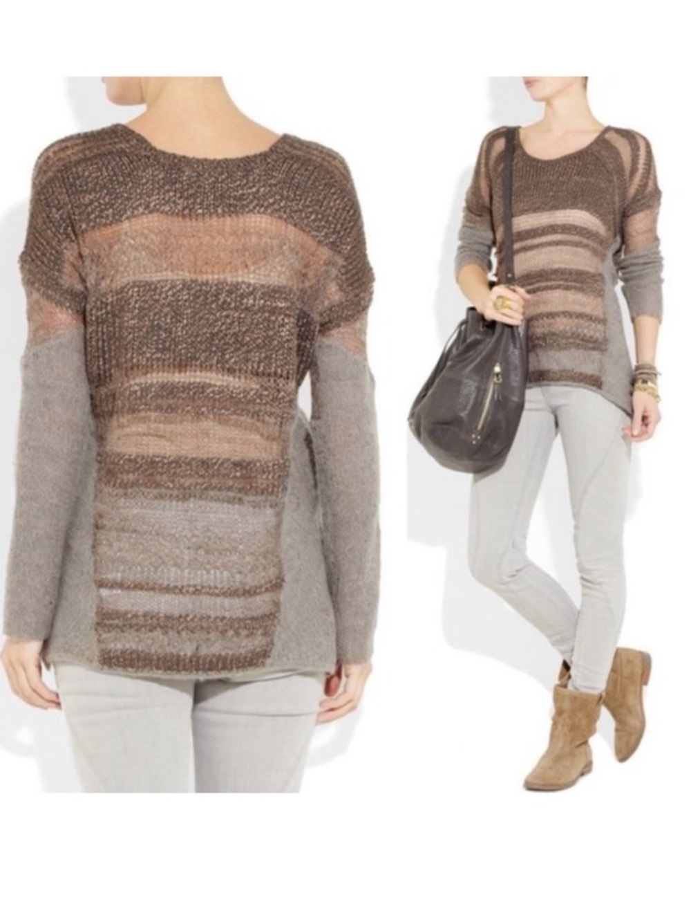 Helmut Lang Knitted Silk and Alpaca-Blend Sweater XS